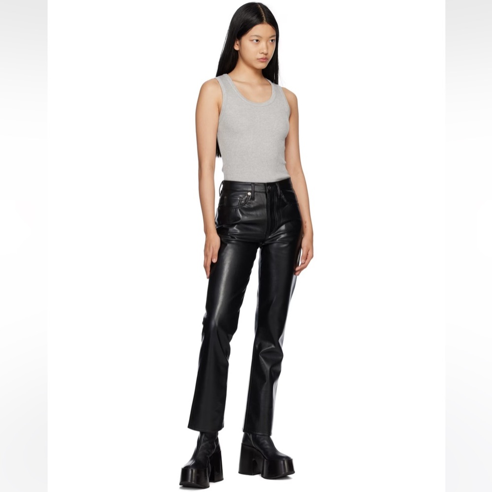 NWT AGOLDE Recycled Leather Mid Rise Relaxed fit Boot Cut Bootcut Pants Trousers - Picture 5 of 16